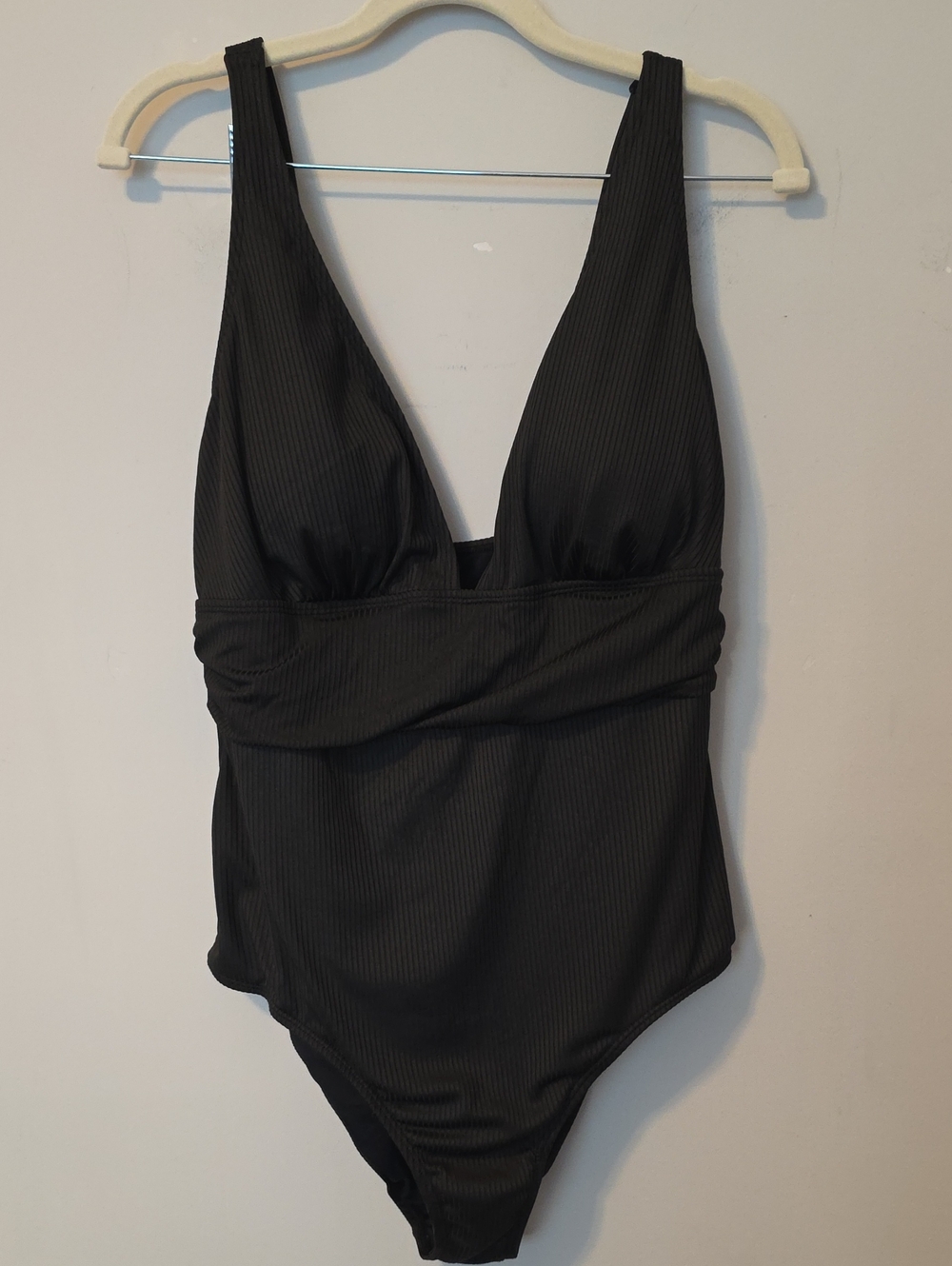 Eomenie Ribbed Plunge One Piece Swimsuit
